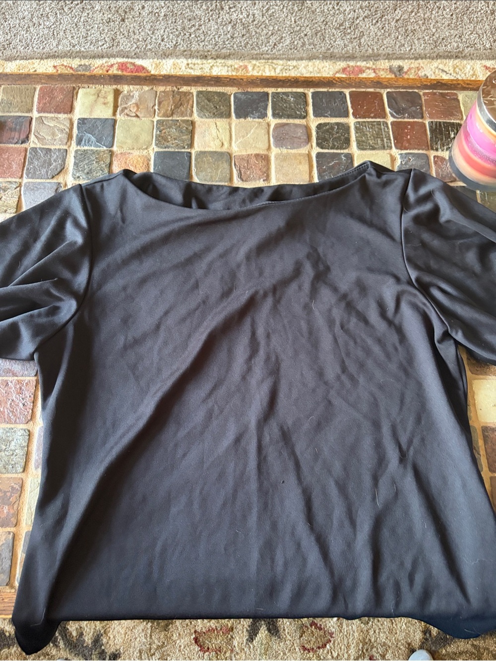 Women’s Black Short Sleeve Boatneck Tee